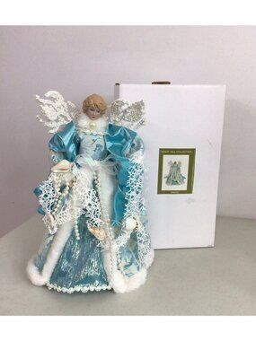 Windy Hill Christmas Aquamarine Angel Tree Topper Shell 14 inches Holiday New
